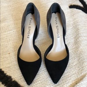 Via Spiga heels - Black and grey suede. Size 5.